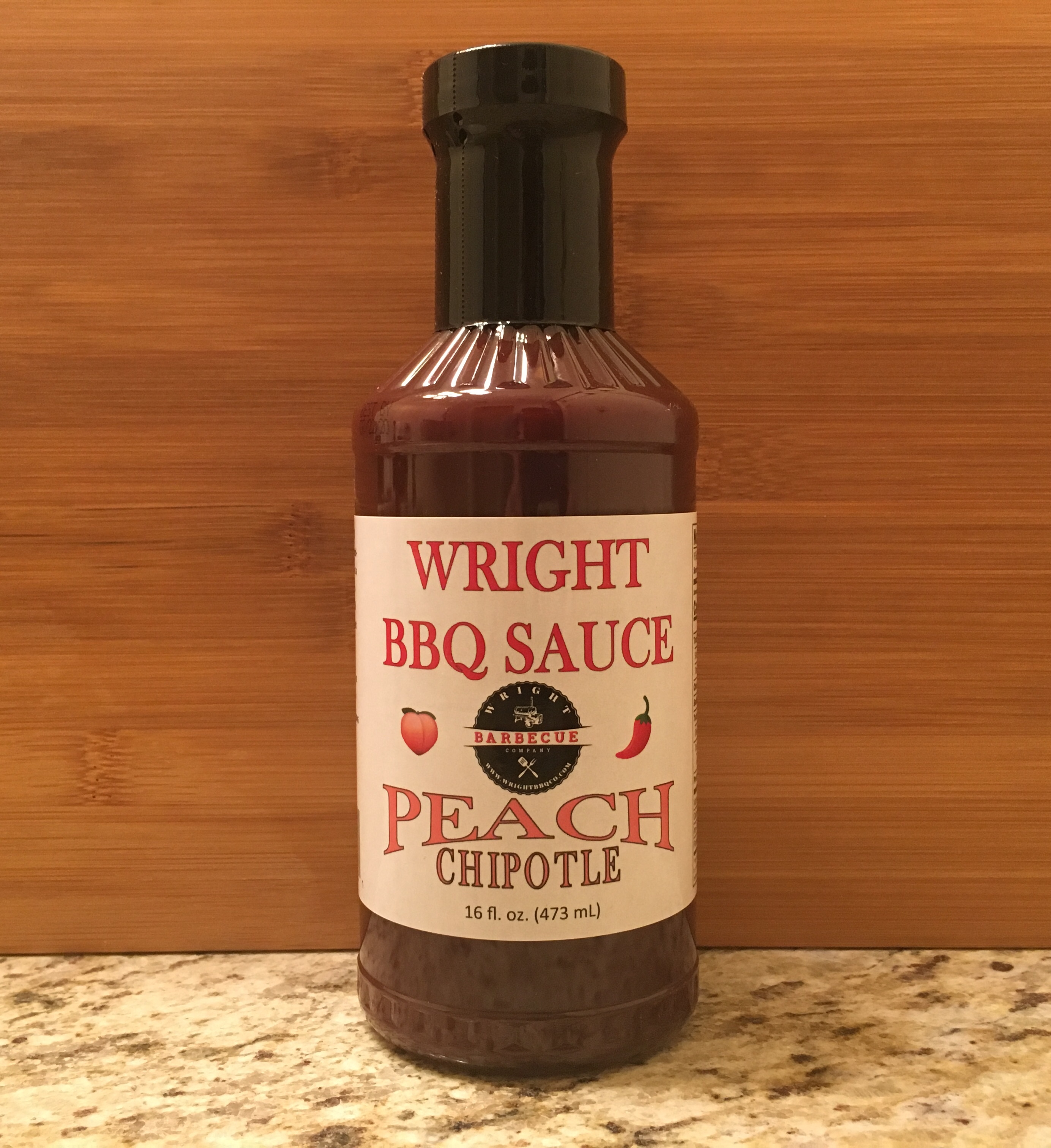 Wright BBQ Company - 16 fl.oz. Peach Chipotle BBQ Sauce #PCBSO